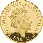 500 Pounds - Elizabeth II Red Dragon of Wales; Gold Proof obverse image