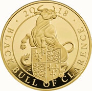 500 Pounds - Elizabeth II Black Bull of Clarence; Gold Proof, United Kingdom, 2018 reverse image