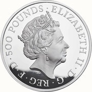 500 Pounds - Elizabeth II Red Dragon of Wales; Silver Proof obverse image