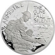 500 Pounds - Elizabeth II Armistice; Silver Proof, United Kingdom, 2018 reverse image