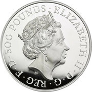 500 Pounds - Elizabeth II 5th portrait; 1 kg Fine Silver obverse image