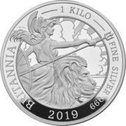 500 Pounds - Elizabeth II 5th portrait; 1 kg Fine Silver, United Kingdom, 2019 reverse image