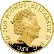 500 Pounds - Elizabeth II Falcon of Plantagenets; Gold Proof obverse image