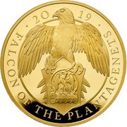 500 Pounds - Elizabeth II Falcon of Plantagenets; Gold Proof, United Kingdom, 2019 reverse image