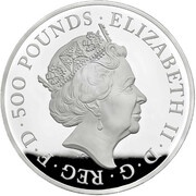 500 Pounds - Elizabeth II Falcon of Plantagenets; Silver Proof obverse image