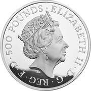 500 Pounds - Elizabeth II Yale of Beaufort; Silver Proof, United Kingdom, 2019 obverse image