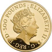 500 Pounds - Elizabeth II 5th portrait; 5 oz Fine Gold obverse image