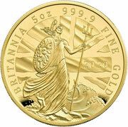 500 Pounds - Elizabeth II 5th portrait; 5 oz Fine Gold, United Kingdom, 2020 reverse image
