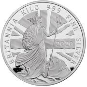 500 Pounds - Elizabeth II 5th portrait; 1kg Fine Silver, United Kingdom, 2020 reverse image
