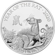 500 Pounds - Elizabeth II Year of the Rat; Silver Proof, United Kingdom, 2020 reverse image