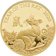 500 Pounds - Elizabeth II Year of the Rat; Gold Proof, United Kingdom, 2020 reverse image