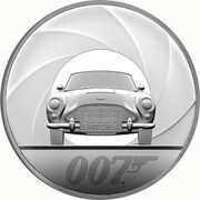 500 Pounds - Elizabeth II James Bond; Silver Proof, United Kingdom, 2020 reverse image