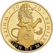 500 Pounds - Elizabeth II White Lion of Mortimer; Gold Proof, United Kingdom, 2020 reverse image