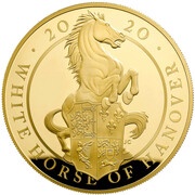 500 Pounds - Elizabeth II White Horse of Hanover; Gold Proof, United Kingdom, 2020 reverse image