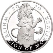 500 Pounds - Elizabeth II White Lion of Mortimer; Silver Proof, United Kingdom, 2020 reverse image