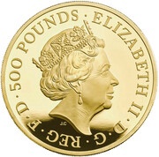 500 Pounds - Elizabeth II 5th portrait; 5 oz Fine Gold obverse image