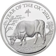 500 Pounds - Elizabeth II Year of The Ox; Silver Proof, United Kingdom, 2021 reverse image