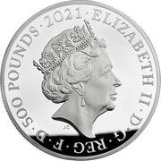 500 Pounds - Elizabeth II Gothic Crown Quartered Arms; Silver Proof obverse image