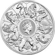 500 Pounds - Elizabeth II The Queen's Beasts Completer; 1 Kilo Fine Silver, United Kingdom, 2021 reverse image
