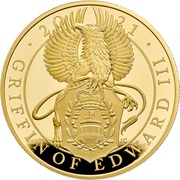 500 Pounds - Elizabeth II Griffin of Edward III; Gold Proof, United Kingdom, 2021 reverse image