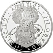 500 Pounds - Elizabeth II Griffin of Edward III; Silver Proof, United Kingdom, 2021 reverse image