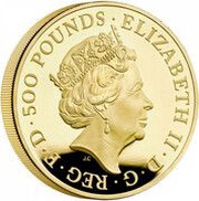 500 Pounds - Elizabeth II 5th portrait; 5 oz Fine Gold obverse image