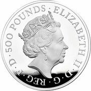 500 Pounds - Elizabeth II 5th portrait; 1kg Fine Silver obverse image
