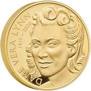 500 Pounds - Elizabeth II Dame Vera Lynn; Gold Proof, United Kingdom, 2022 reverse image