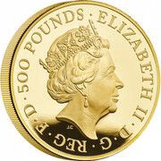 500 Pounds - Elizabeth II Lion of England; Gold Proof obverse image