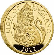 500 Pounds - Elizabeth II Lion of England; Gold Proof, United Kingdom, 2022 reverse image