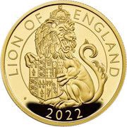 500 Pounds - Elizabeth II Lion of England; Gold Piedfort, United Kingdom, 2022 reverse image