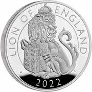 500 Pounds - Elizabeth II Lion of England; Silver Proof, United Kingdom, 2022 reverse image