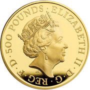 500 Pounds - Elizabeth II Posthumous; Yale of Beaufort; Gold Piedfort obverse image