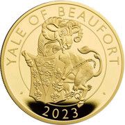 500 Pounds - Elizabeth II Posthumous; Yale of Beaufort; Gold Piedfort, United Kingdom, 2023 reverse image
