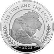 500 Pounds - Charles III The Lion and The Eagle; Silver Proof, United Kingdom, 2023 reverse image