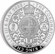 500 Pounds - Charles III Coronation; Silver Proof, United Kingdom, 2023 reverse image
