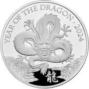 500 Pounds - Charles III Year of the Dragon; Silver Proof, United Kingdom, 2024 reverse image