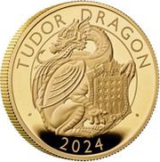 500 Pounds - Charles III Tudor Dragon; Gold Proof, United Kingdom, 2024 reverse image