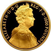 1000 Pounds - Elizabeth II Diamond Jubilee; Gold Proof obverse image