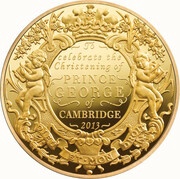 1000 Pounds - Elizabeth II Royal Christening; Gold Proof, United Kingdom, 2013 reverse image