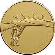 1000 Pounds - Elizabeth II World War I; Gold Proof, United Kingdom, 2014 reverse image
