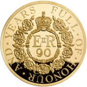 1000 Pounds - Elizabeth II Queen's 90th Birthday; Gold Proof, United Kingdom, 2016 reverse image