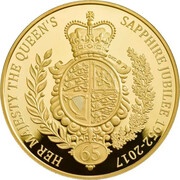 1000 Pounds - Elizabeth II Sapphire Jubilee; Gold Proof, United Kingdom, 2017 reverse image