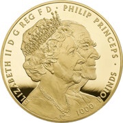 1000 Pounds - Elizabeth II Platinum Wedding; Gold Proof obverse image