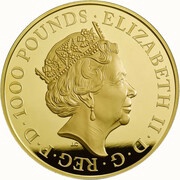 1000 Pounds - Elizabeth II Lion of England; Gold Proof obverse image
