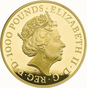 1000 Pounds - Elizabeth II Red Dragon of Wales; Gold Proof obverse image