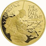 1000 Pounds - Elizabeth II Armistice; Gold Proof, United Kingdom, 2018 reverse image