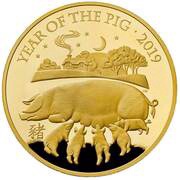 1000 Pounds - Elizabeth II Year of the Pig; Gold Proof, United Kingdom, 2019 reverse image