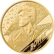 1000 Pounds - Elizabeth II David Bowie; Gold Proof, United Kingdom, 2020 reverse image