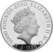 1000 Pounds - Elizabeth II The Three Graces; Silver Proof obverse image